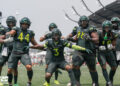 Louisville Kings players celebrate during their 33-30 victory over the DC Defenders at Lynn Family Stadium on May 16, 2026.