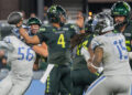 Louisville Kings quarterback Chandler Rogers (4) delivers a pass under pressure against the St. Louis Battlehawks during a UFL game at Lynn Family Stadium in Louisville, KY, Thursday, April 30, 2026.